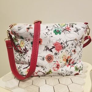 Floral pattern leather clutch or shoulder bag